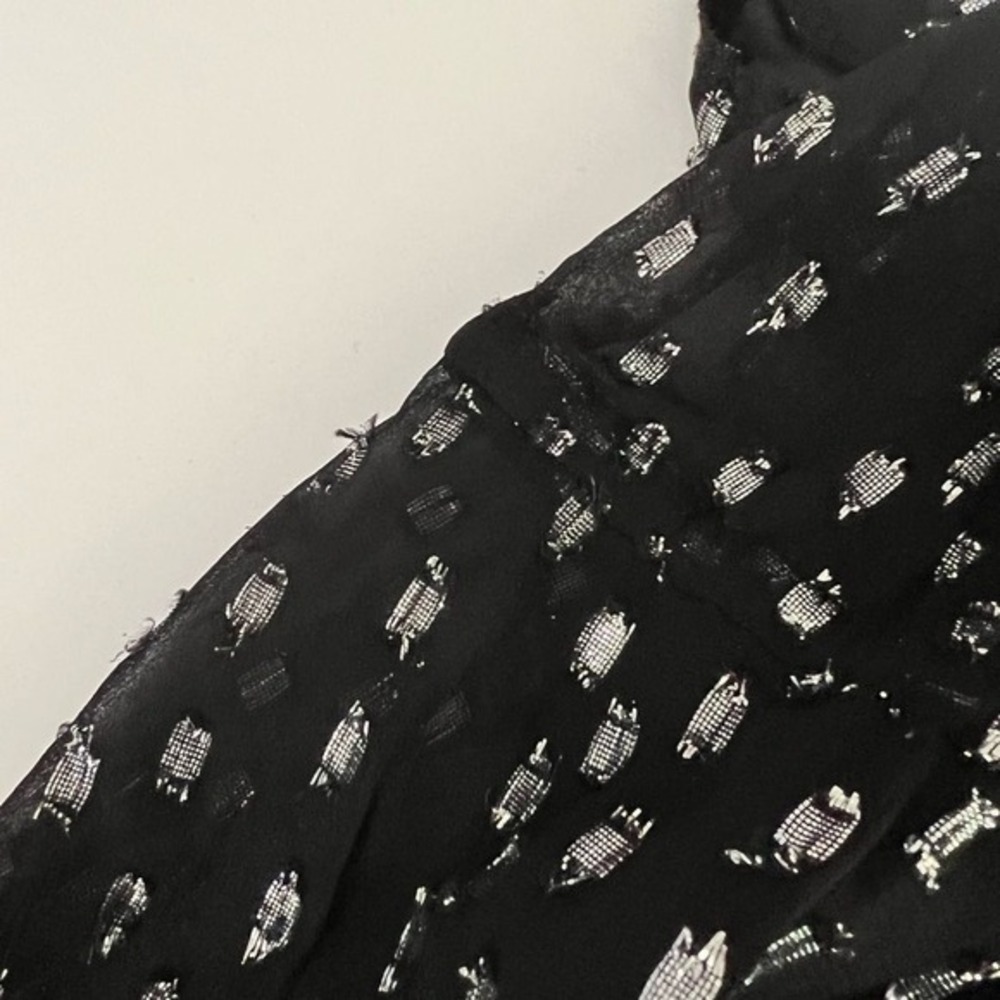 Needle & Thread Black Lurex Chiffon Midi Dress Metallic Dots Slip Included 6 - Picture 12 of 12